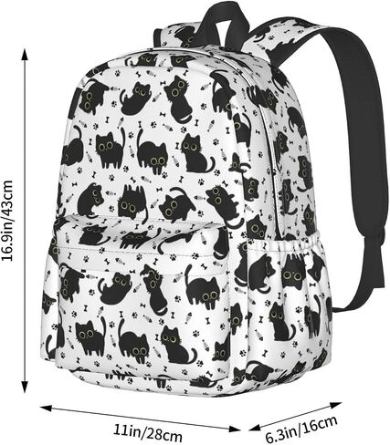 Cute Black Cat Fish Bones Multipurpose School Bag Bookbag for Teenage Boys Girls Daily Backpack in Kuwait