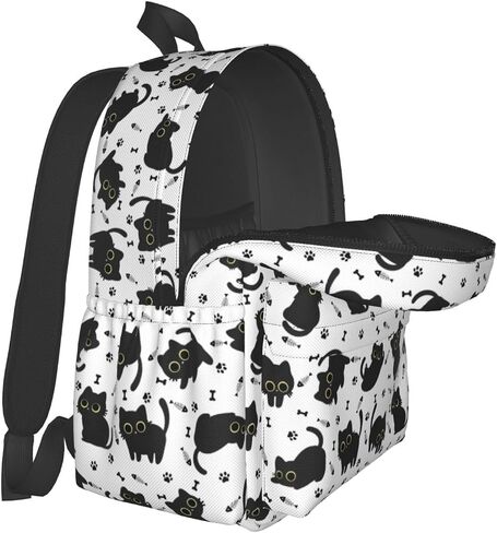 Cute Black Cat Fish Bones Multipurpose School Bag Bookbag for Teenage Boys Girls Daily Backpack in Kuwait