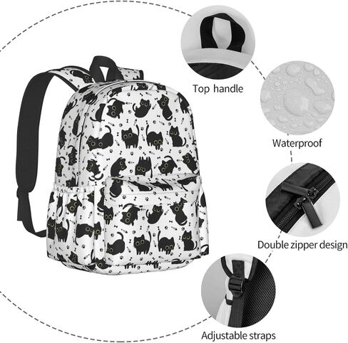 Cute Black Cat Fish Bones Multipurpose School Bag Bookbag for Teenage Boys Girls Daily Backpack in Kuwait