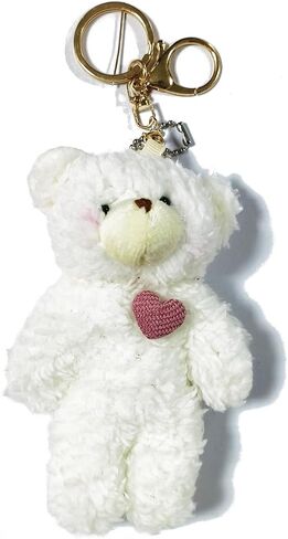 Kawaii Plush White Brown Bear -keychain للنساء القلب الأخضر الخضراء المحشو بالقطن الناعم الكارتون Teddy Animals سلسلة مفتاحية in Saudi Arabia