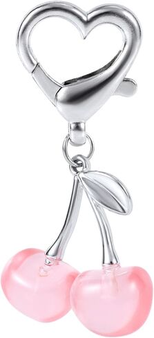 Cute Cherry Charm for Purse, Cherry Keychain Bag Charm Purse Key Ring Aesthetic Backpack Handbag Accessories in Saudi Arabia