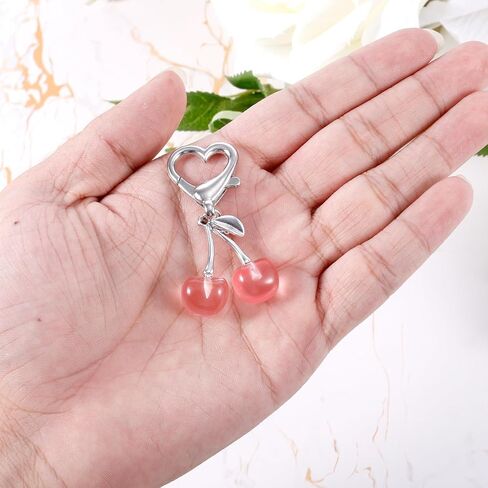Cute Cherry Charm for Purse, Cherry Keychain Bag Charm Purse Key Ring Aesthetic Backpack Handbag Accessories in Saudi Arabia