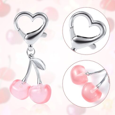 Cute Cherry Charm for Purse, Cherry Keychain Bag Charm Purse Key Ring Aesthetic Backpack Handbag Accessories in Saudi Arabia