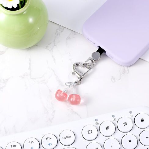 Cute Cherry Charm for Purse, Cherry Keychain Bag Charm Purse Key Ring Aesthetic Backpack Handbag Accessories in Saudi Arabia