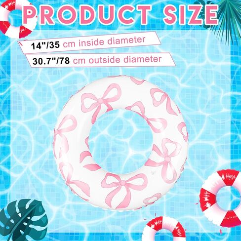 ShinyRelief 2 Pcs Pink Bow Inflatable Pool Float Bowknot Cherry Floaties Pool Tubes Inflation Swimming Ring Summer Outdoor Beach Water Floats Party Supplies Floaties in Saudi Arabia