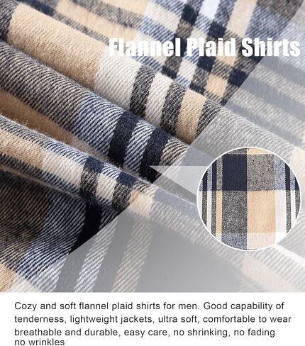 Men's Flannel Shirt Plaid Hoodie Stylish Long Sleeve Fall Casual Button Down Shirts with Flat Pocket in Saudi Arabia