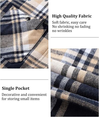 Men's Flannel Shirt Plaid Hoodie Stylish Long Sleeve Fall Casual Button Down Shirts with Flat Pocket in Saudi Arabia