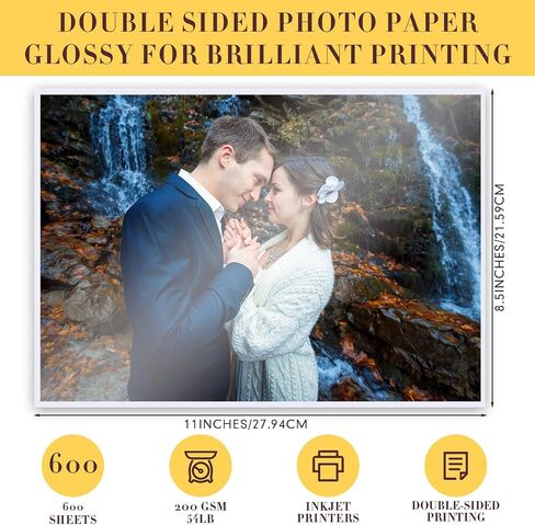 Fainne 400 Sheets Photo Paper 8.5 x 11 in Glossy Double Sided 54lbs 9.5mil 200gsm Photo Paper Glossy Card Stock for Inkjet Printing Printer Making Pictures Calendar Greeting Card Printing in Saudi Arabia