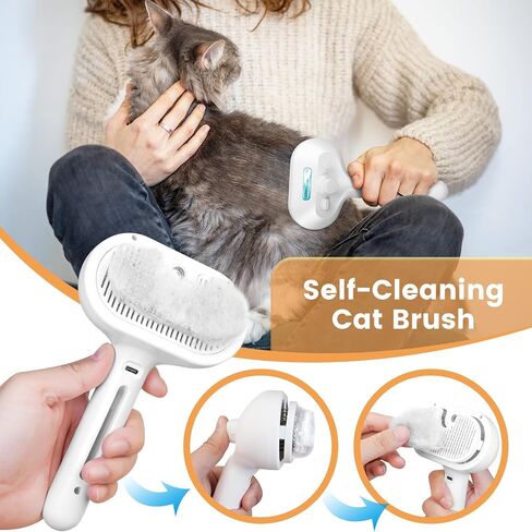 Cat Steam Brush 3 in 1 Cat Brush with Steam and Release Button for Indoor Pets Dogs Hair Removal Shedding in Saudi Arabia