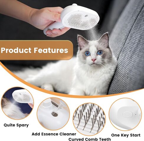 Cat Steam Brush 3 in 1 Cat Brush with Steam and Release Button for Indoor Pets Dogs Hair Removal Shedding in Saudi Arabia
