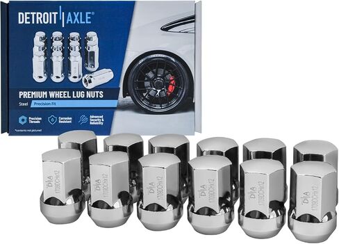 Detroit Axle-12pc Lug Lug Nuts لـ 12-18 Ram 1500 ، 11-20 Dodge Durango ، 11-21 Jeep Grand Cherokee ، 12 Wheel Lug Nuts 2012 2014 2015 2015 2017 2017 Replace in Saudi Arabia
