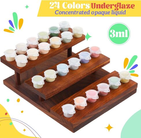 Underglaze Set 24 Color Concentrated Opaque Liquid Underglaze 3 ml Mini Pack 24 Colors Underglaze Paint for DIY pottery glaze painting craft in Saudi Arabia