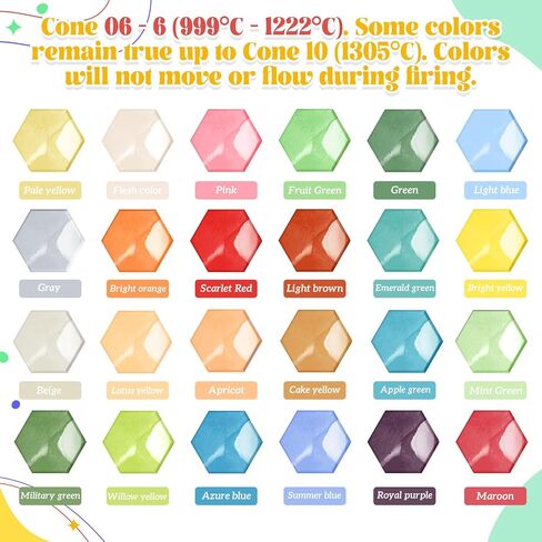 Underglaze Set 24 Color Concentrated Opaque Liquid Underglaze 3 ml Mini Pack 24 Colors Underglaze Paint for DIY pottery glaze painting craft in Saudi Arabia