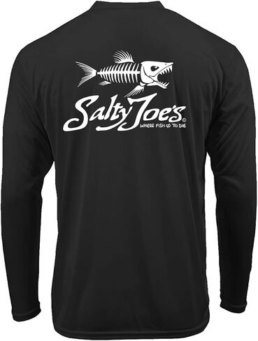 SALTY JOES Men's Skeleton Fish Logo UPF 50 Long Sleeve Sun Shirt XS-4XL in Kuwait