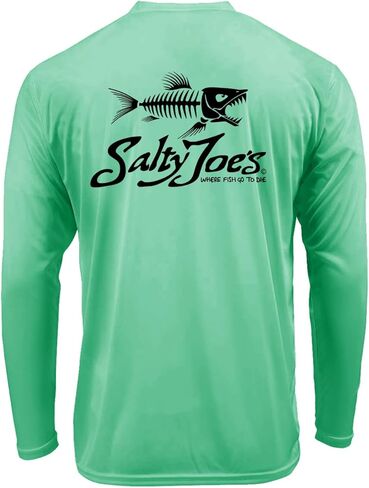 SALTY JOES Men's Skeleton Fish Logo UPF 50 Long Sleeve Sun Shirt XS-4XL in Kuwait
