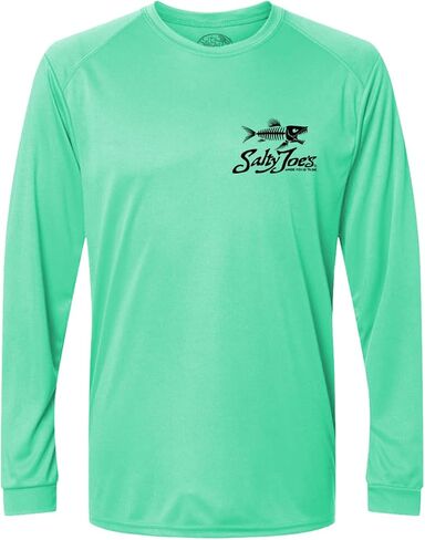 SALTY JOES Men's Skeleton Fish Logo UPF 50 Long Sleeve Sun Shirt XS-4XL in Kuwait