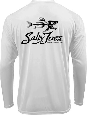 SALTY JOES Men's Skeleton Fish Logo UPF 50 Long Sleeve Sun Shirt XS-4XL in Kuwait