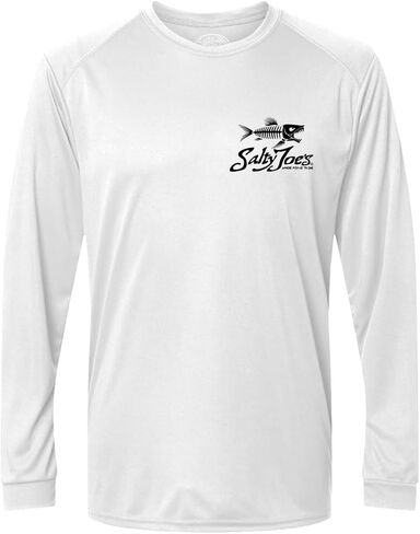 SALTY JOES Men's Skeleton Fish Logo UPF 50 Long Sleeve Sun Shirt XS-4XL in Kuwait