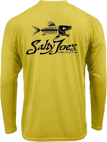 SALTY JOES Men's Skeleton Fish Logo UPF 50 Long Sleeve Sun Shirt XS-4XL in Kuwait