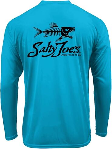 SALTY JOES Men's Skeleton Fish Logo UPF 50 Long Sleeve Sun Shirt XS-4XL in Kuwait