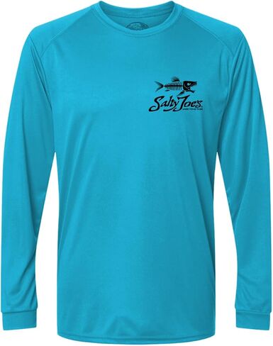 SALTY JOES Men's Skeleton Fish Logo UPF 50 Long Sleeve Sun Shirt XS-4XL in Kuwait