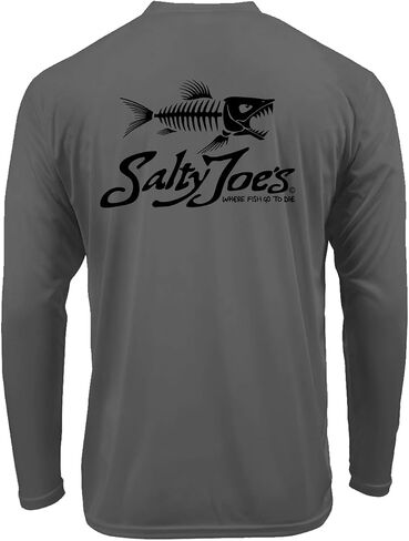 SALTY JOES Men's Skeleton Fish Logo UPF 50 Long Sleeve Sun Shirt XS-4XL in Kuwait