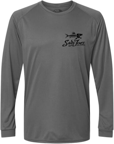 SALTY JOES Men's Skeleton Fish Logo UPF 50 Long Sleeve Sun Shirt XS-4XL in Kuwait