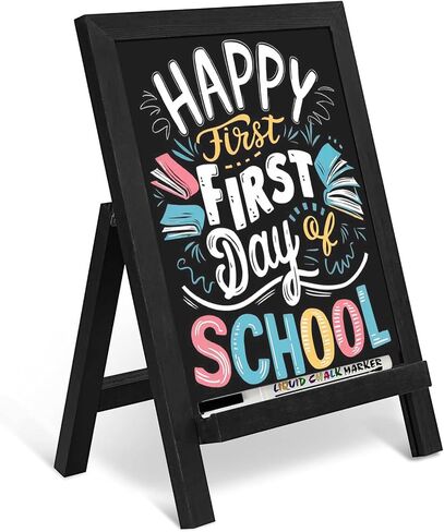 4 THOUGHT Small Tabletop Chalkboard Signs 9.5" x 14" Magnetic Mini Chalk Board with Stand Wooden Frame Easel Countertop Menu Board for Kitchen Cafe Home School, Brown in Kuwait