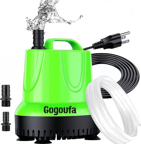 Submersible Water Pump with 5 Ft tubing and 3 Nozzles, 850 GPH, 60W, Small Sump Pump for Fish Tank, Pond, Aquarium, Hydroponic Systems in Kuwait