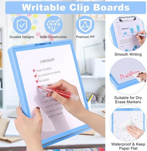 Clipboard with Storage, Clip Board Storage Clipboard with Clear Panel for Dry Erase Quick Reference, Plastic Clip Boards 8.5x11 Folder Case for Teacher School Office Supplies (Light Pink) in Kuwait