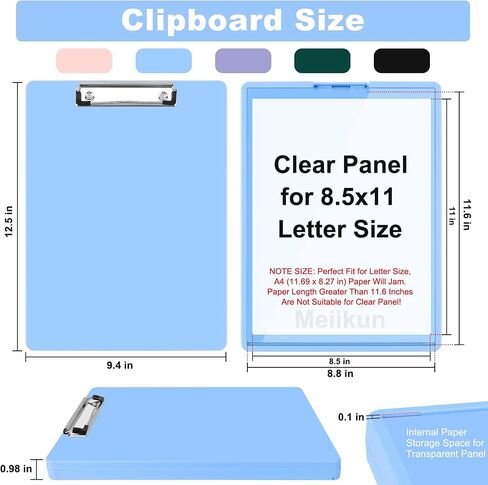 Clipboard with Storage, Clip Board Storage Clipboard with Clear Panel for Dry Erase Quick Reference, Plastic Clip Boards 8.5x11 Folder Case for Teacher School Office Supplies (Light Pink) in Kuwait