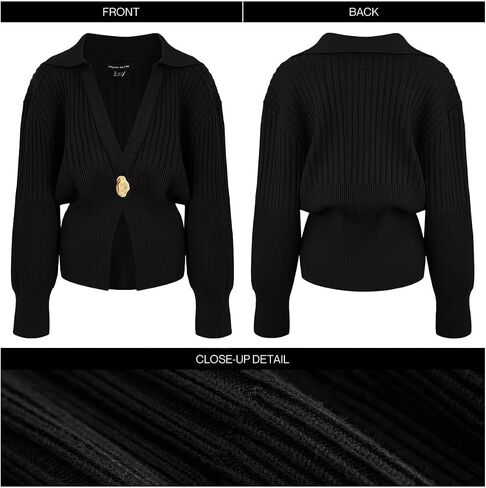 Cardigan للنساء V-Neck Label Long Sleeve Sweater محصنة غير رسمية مع زر معدني 2025 in Kuwait