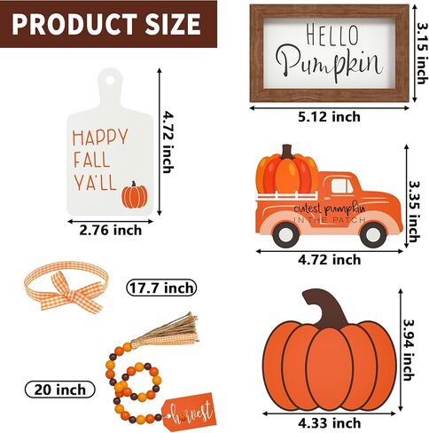 مجموعة ديكور صينية دراسية سقوط - 5 أجهزة كمبيوتر علامات خشبية اليقطين in Kuwait