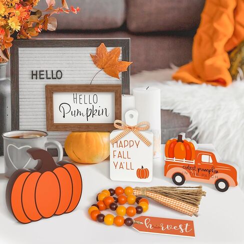 مجموعة ديكور صينية دراسية سقوط - 5 أجهزة كمبيوتر علامات خشبية اليقطين in Kuwait