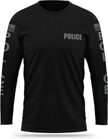 Police Cotton Blend Long Sleeve - USA Patriotic Durable Shirt - Ultra Soft Comfort. Perfect for on Duty in Saudi Arabia