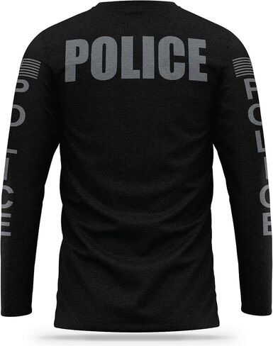 Police Cotton Blend Long Sleeve - USA Patriotic Durable Shirt - Ultra Soft Comfort. Perfect for on Duty in Saudi Arabia