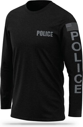 Police Cotton Blend Long Sleeve - USA Patriotic Durable Shirt - Ultra Soft Comfort. Perfect for on Duty in Saudi Arabia