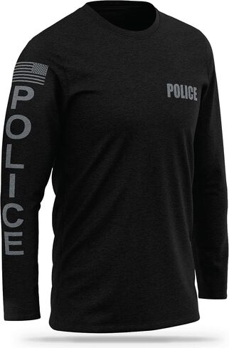 Police Cotton Blend Long Sleeve - USA Patriotic Durable Shirt - Ultra Soft Comfort. Perfect for on Duty in Saudi Arabia