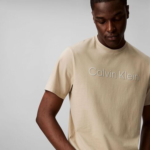 Calvin Klein Men's Relaxed Fit CK Logo Crewneck T-Shirt Brilliant White in Saudi Arabia