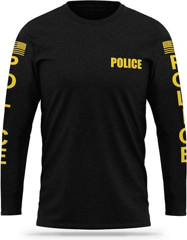 Police Cotton Blend Long Sleeve - USA Patriotic Durable Shirt - Ultra Soft Comfort. Perfect for on Duty in Saudi Arabia