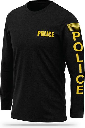 Police Cotton Blend Long Sleeve - USA Patriotic Durable Shirt - Ultra Soft Comfort. Perfect for on Duty in Saudi Arabia
