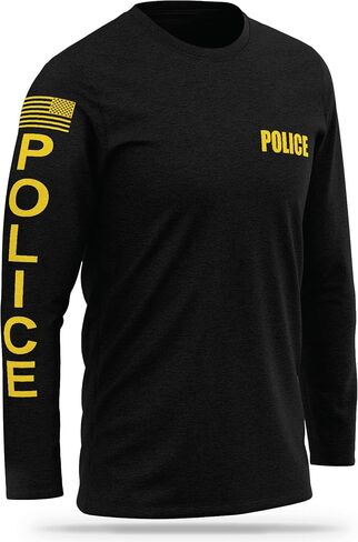Police Cotton Blend Long Sleeve - USA Patriotic Durable Shirt - Ultra Soft Comfort. Perfect for on Duty in Saudi Arabia