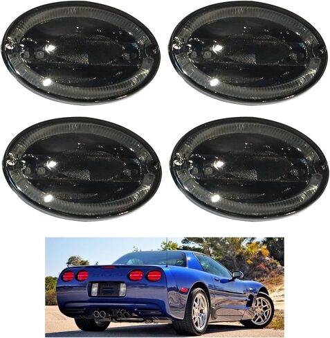 4 PCS LED LED Tail Lights مجموعة متوافقة مع 1997-2004 Corvette C5 ، مصابيح فرامل إشارة المنعطف الخلفي مع المقاومات - أسود in Saudi Arabia