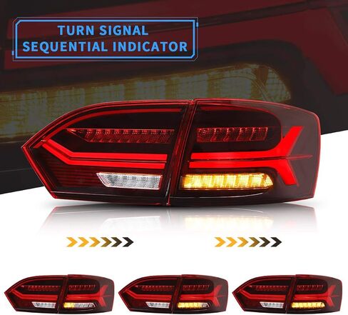 Vland LED LED Tail Lights متوافقة مع Jetta 2011-2014 Sagitar 12-14 (غير مناسب Gli & LED) ، مجموعة مصباح خلفي كامل L/ضوء الضباب الأيسر مع دخان متتابع/ملون in Saudi Arabia