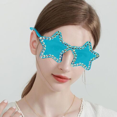 Safigle Star على شكل نظارات شمسية بدون إطار إكسسوارات مهرجان نابض بالحياة للبالغين والشباب النظارات الأنيقة التي لا تقلب للحفلات والصور in Saudi Arabia