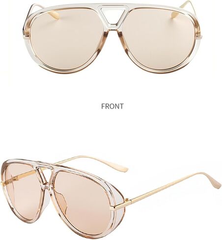 Oversized Aviator Sunglasses Retro Vintage Shades for Women Men Trendy Big Round Shield Sun Glasses in Saudi Arabia