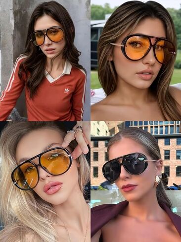 Oversized Aviator Sunglasses Retro Vintage Shades for Women Men Trendy Big Round Shield Sun Glasses in Saudi Arabia