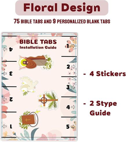 Floral Bible Tabs for Women, Personalized Bible Journaling Tabs, Large Print Bible Tabs for Easy Navigation, Bible Book Index Tabs Labels, Bible Study Supplies in Kuwait