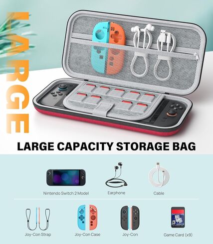 طقم حزمة Moko Switch 2 من أجل Nintendo Switch 2 (2025) ، 14 في 1 مجموعة هدايا مع علبة حمل ، وغطاء واقعي ، و Clear TPU Joycon ، وحمليات شاشة 2x وقبعات قبضة الإبهام 8x ، الأحمر in Saudi Arabia