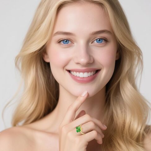 Adjustable Rotatable Four Leaf Clover Ring - Gold Green Opal Clover Ring for Women St. Patrick's Day Jewelry in Saudi Arabia